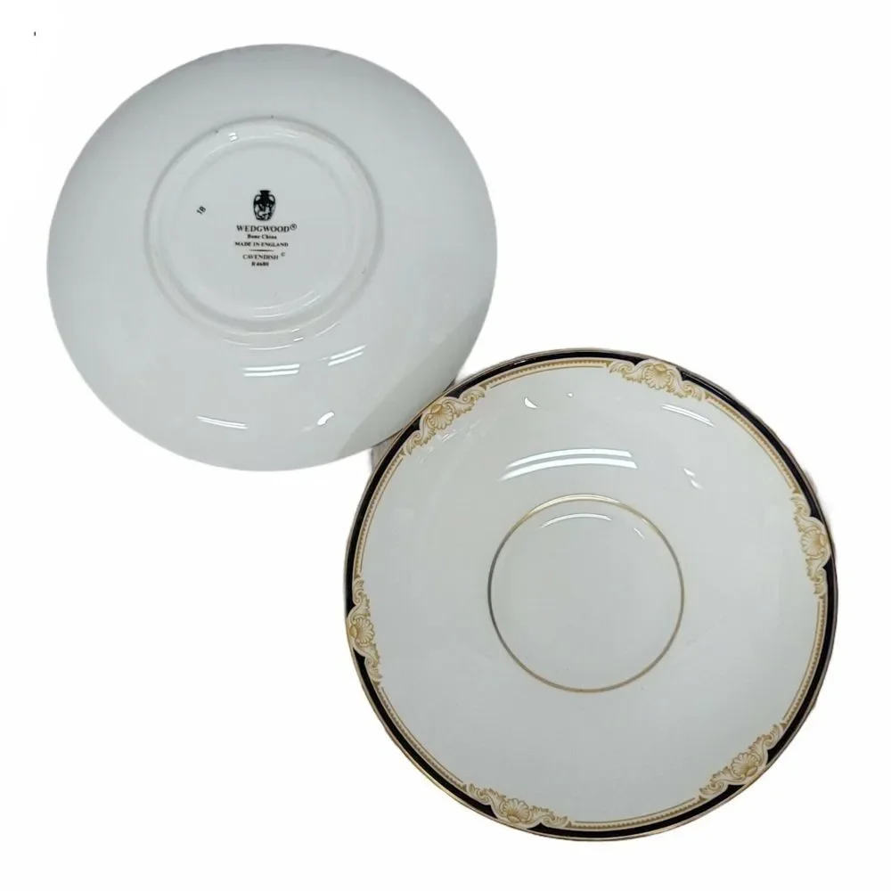 SET OF 2 Wedgewood Cavendish Leigh Shape Tea Cup & Saucer Set Fine‎ Bone China